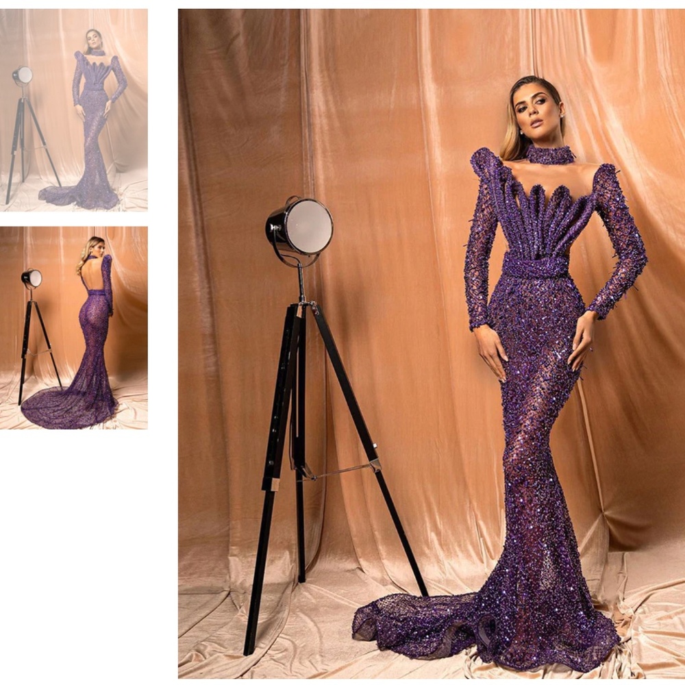 Albina Dyla Purple Embellished Dress